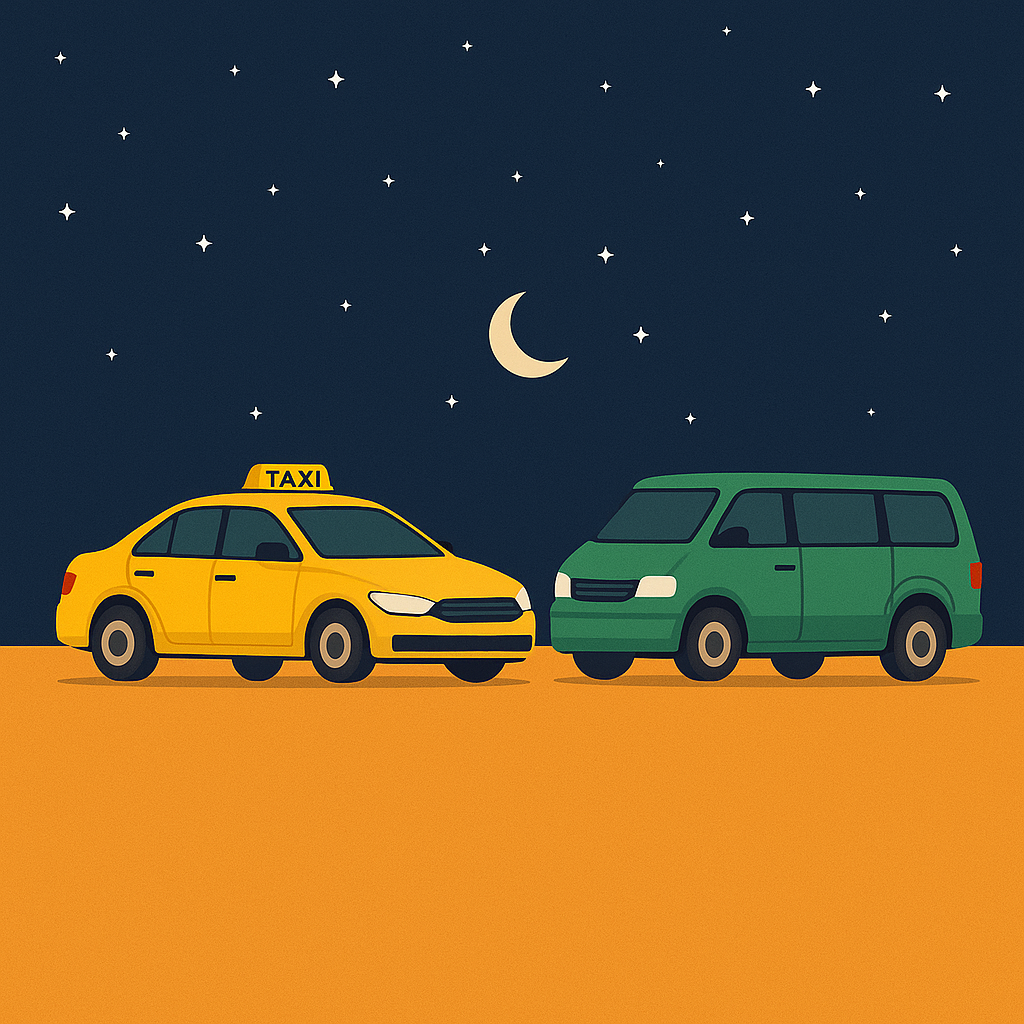 برای سفر شبانه تاکسی بگیریم یا ون؟