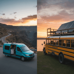 🚐 مقایسه سفر با ون و اتوبوس کوچک: کدام گزینه رؤیای سفر جاده‌ای شما را محقق می‌کند؟ 🚌