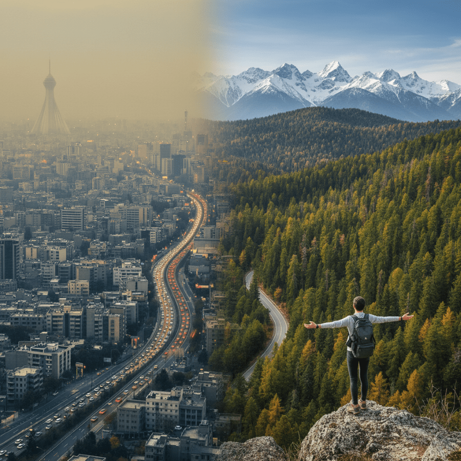 راهنمای جامع انتخاب و رزرو تورهای طبیعت‌گردی با مبدا تهران؛ گریز از دود و ترافیک! 🌿🚗💨